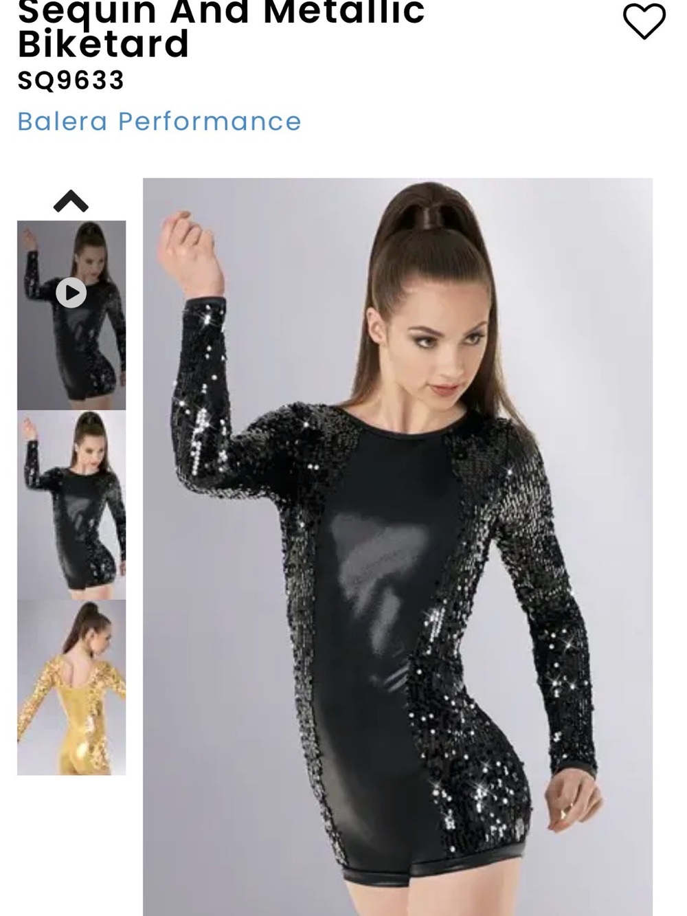 Black Sequin Biketard - Girl’s Dance Costume - SQ9633